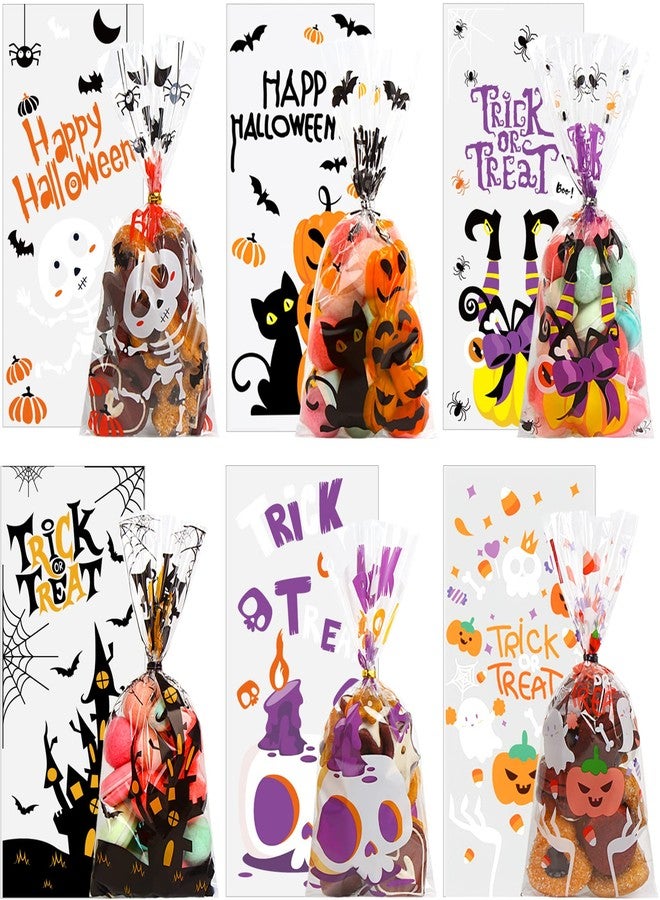 DIYASY 180 Pack Halloween Cellophane Treat Bags, Plastic Goodie Candy Bag for Kids Clear Goody Snack Bags Bulk Party Favors with 210 Twist Ties - Image 4